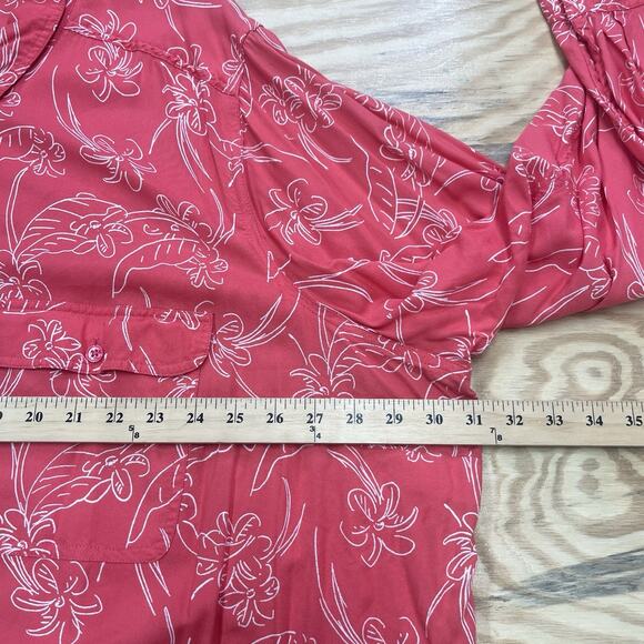 Woman Within Floral Button Down Blouse Top Size 5X Blue Lightweight Flowy Office - Picture 9 of 11